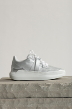 EVI G2 Magnétite – sneaker de luxe argentée en cuir Made in France, finition métallisée