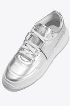 EVI G2 Magnétite – sneaker argentée Made in France, vue dessus, finition haut de gamme