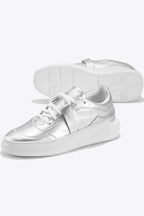 Sneakers artisanales made in france EVI G2 Magnétite en cuir métallisé argenté