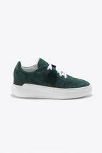 EVI G025 Vert Sylvestre – sneaker en cuir velours vert Made in France, ton sur ton